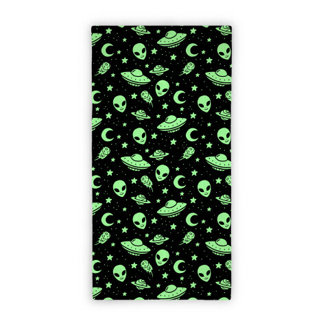 Aliens and UFO Cosmic Space Pattern Beach Towel