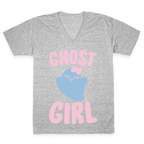 Ghost Girl White Print V-Neck Tee Shirt