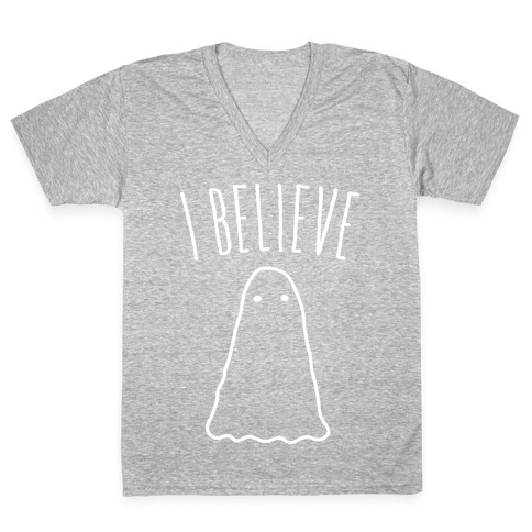 I Believe (In Ghosts) - White V-Neck Tee Shirt