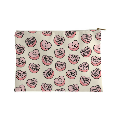 Feminist Conversation Hearts Accessory Bag