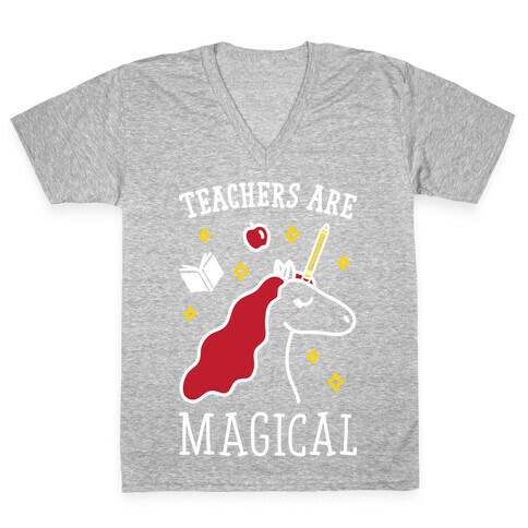 Teachers Are Magical (White) V-Neck Tee Shirt