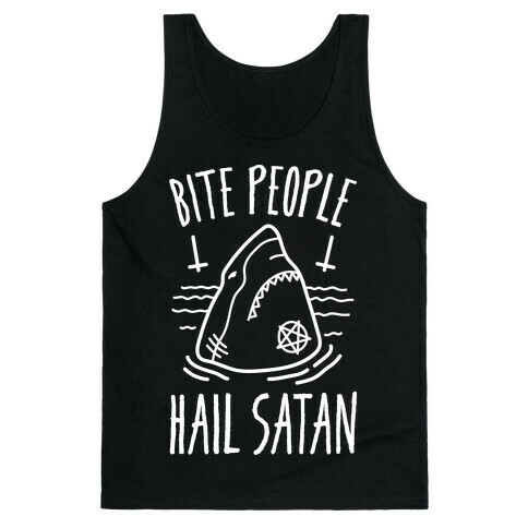 Bite People Hail Satan - Shark (White) Tank Top