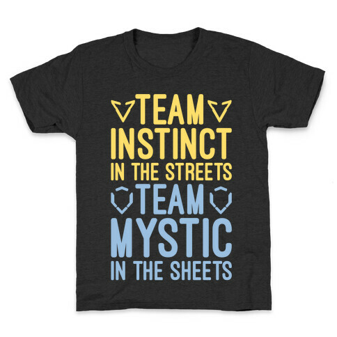 Team Instinct In The Streets Team Mystic In The Sheets Parody White Print Kids T-Shirt