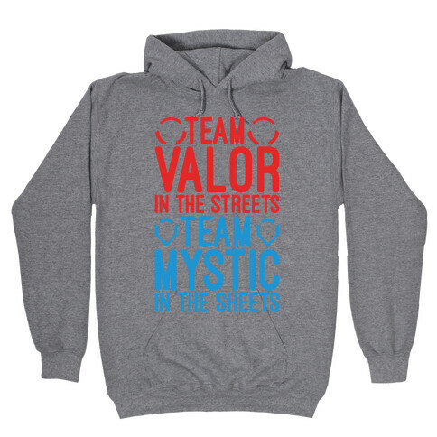 Team Valor In The Streets Team Mystic In The Sheets Parody Hooded Sweatshirt