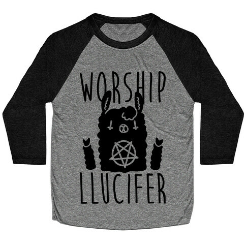 Worship Llucifer Llama Baseball Tee