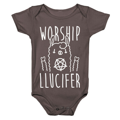 Worship Llucifer Llama (White) Baby One-Piece