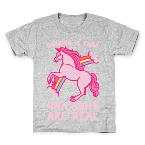 Gender Is Fake Unicorns Are Real White Print Kids T-Shirt