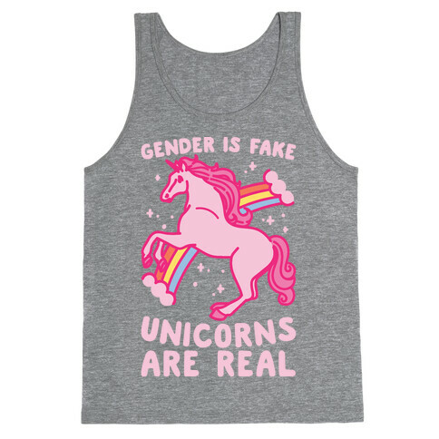 Gender Is Fake Unicorns Are Real White Print Tank Top