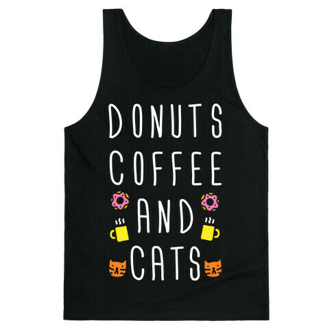 Donuts Coffee And Cats Tank Top