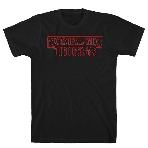 Nostalgic Things Parody White Print T-Shirt