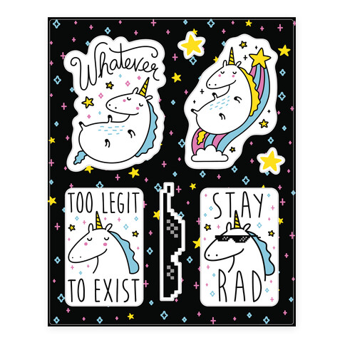 Rad Unicorns Stickers and Decal Sheet
