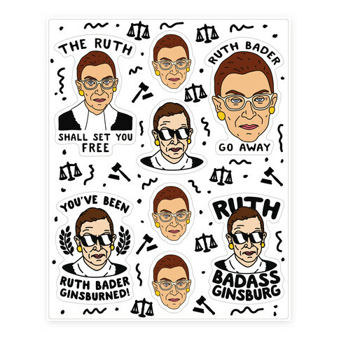 Sassy Ruth Bader Ginsburg Sticker Sheet Stickers and Decal Sheet