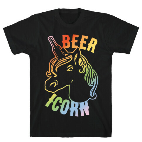 Beer-icorn White Print T-Shirt