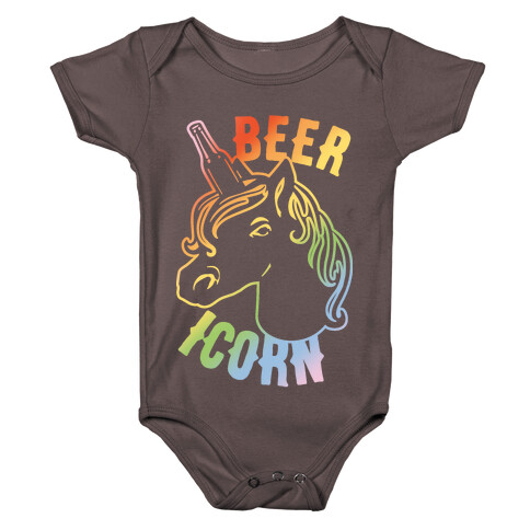 Beer-icorn White Print Baby One-Piece