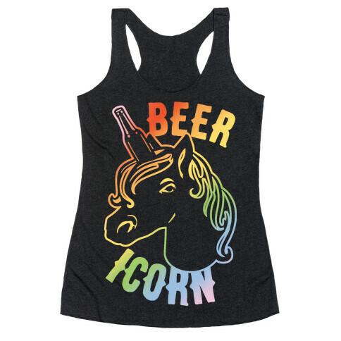 Beer-icorn White Print Racerback Tank Top