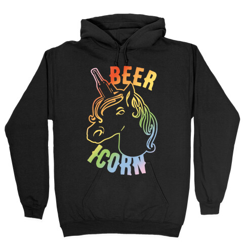 Beer-icorn White Print Hooded Sweatshirt