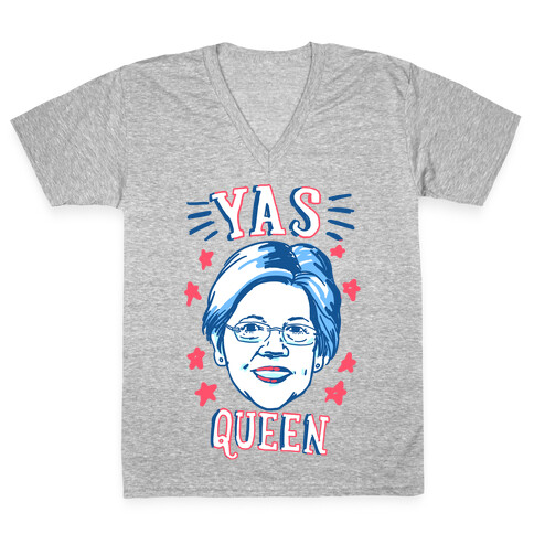 Yas Queen Elizabeth Warren V-Neck Tee Shirt