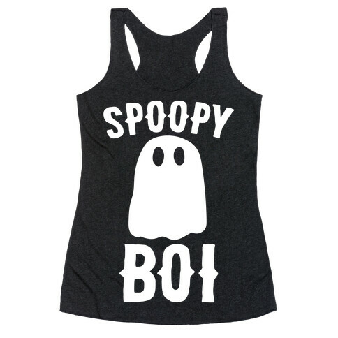 Spoopy Boi White Print Racerback Tank Top