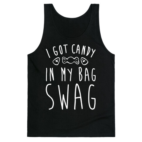 I Got Candy In My Bag Swag Parody White Print Tank Top