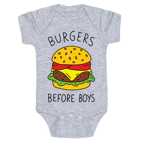 Burgers Before Boys Baby One-Piece