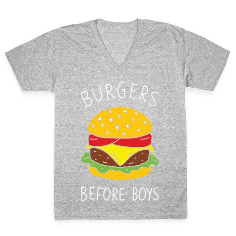 Burgers Before Boys V-Neck Tee Shirt