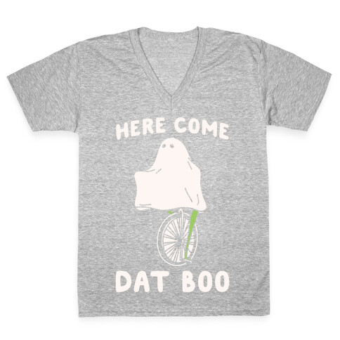 Here Come Dat Boo White Print V-Neck Tee Shirt