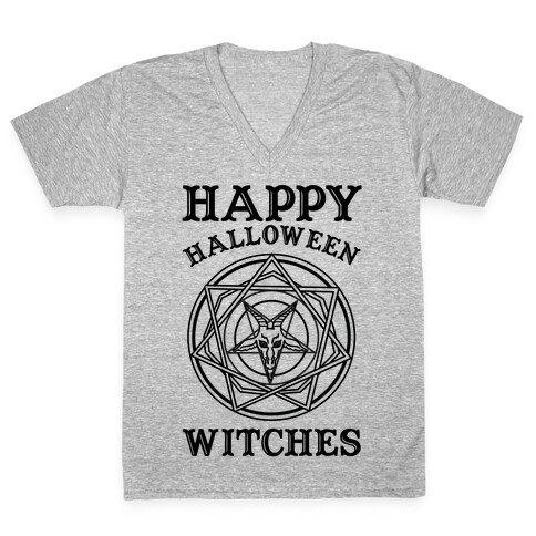 Happy Halloween Witches V-Neck Tee Shirt