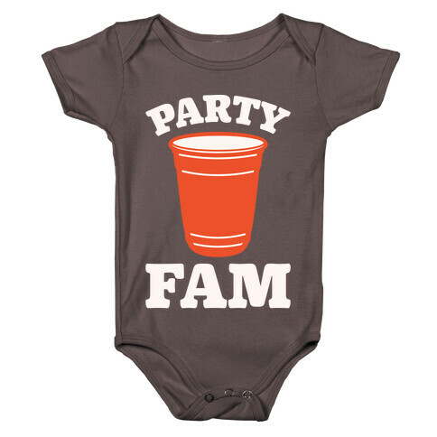Party Fam White Print Baby One-Piece