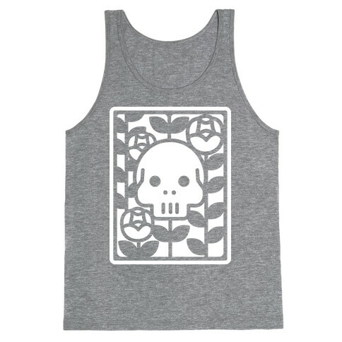 Flower Skull White Tank Top