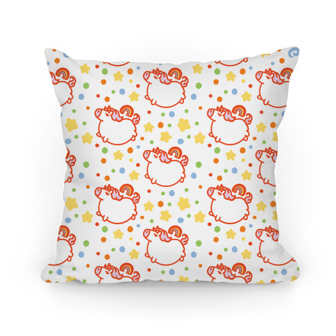 Chubby Unicorn and Rainbow Pattern Pillow