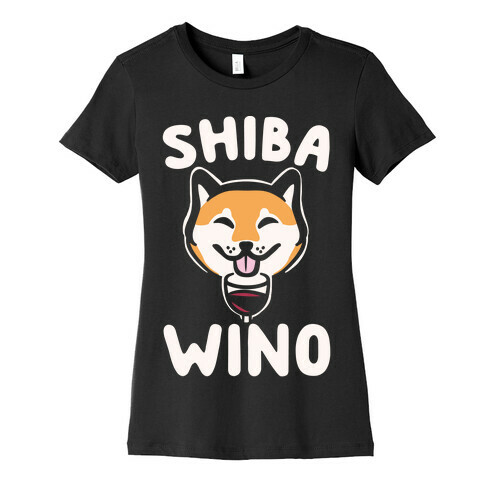 Shiba Wino White Print Womens T-Shirt
