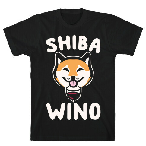 Shiba Wino White Print T-Shirt