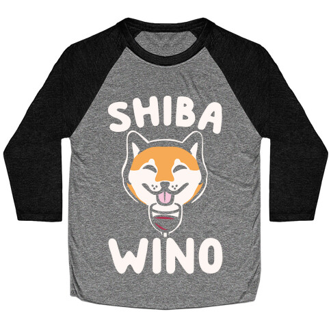 Shiba Wino White Print Baseball Tee