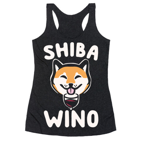 Shiba Wino White Print Racerback Tank Top