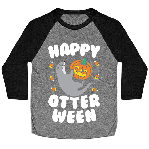 Happy Otterween (White) Baseball Tee