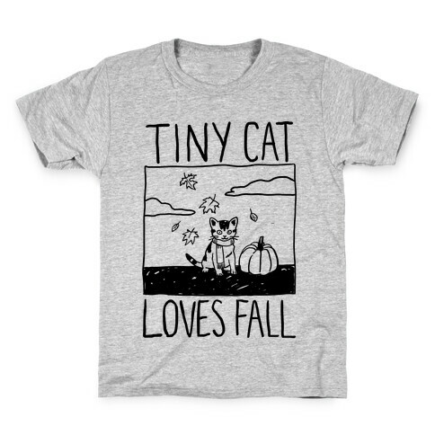 Tiny Cat Loves Fall Kids T-Shirt