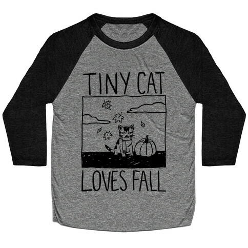 Tiny Cat Loves Fall Baseball Tee