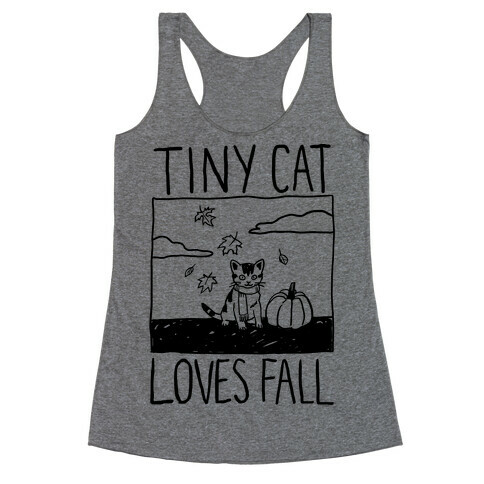 Tiny Cat Loves Fall Racerback Tank Top