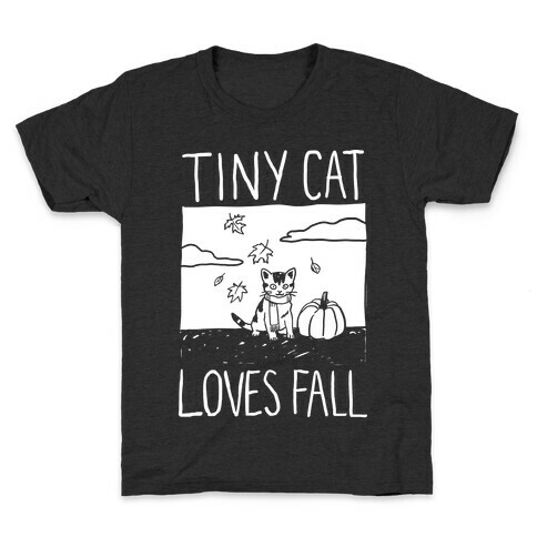 Tiny Cat Loves Fall Kids T-Shirt