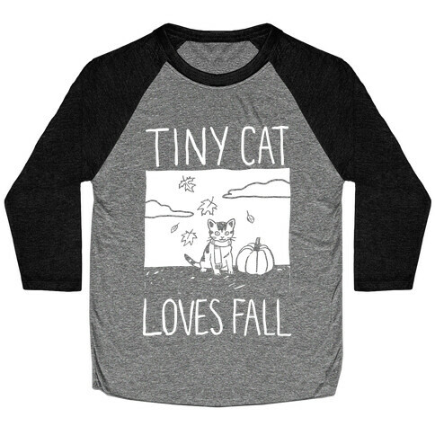 Tiny Cat Loves Fall Baseball Tee