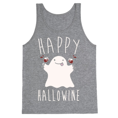 Happy Hallowine White Print Tank Top