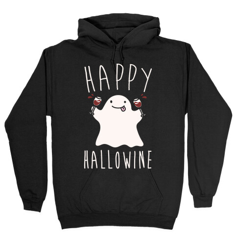 Happy Hallowine White Print Hooded Sweatshirt