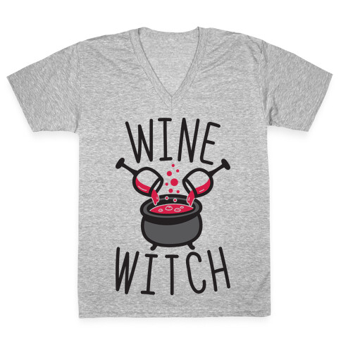 Wine Witch V-Neck Tee Shirt