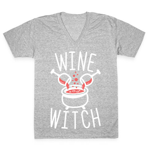 Wine Witch (White) V-Neck Tee Shirt
