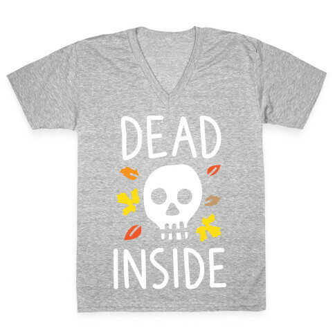Dead Inside Autumn Skull (White) V-Neck Tee Shirt