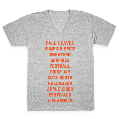 Fall Bucket List V-Neck Tee Shirt