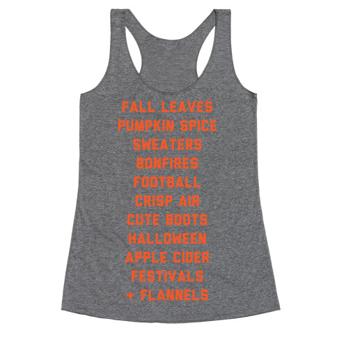 Fall Bucket List Racerback Tank Top