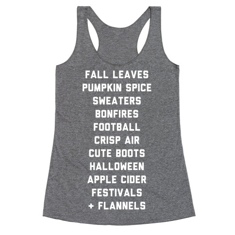 Fall Bucket List Racerback Tank Top