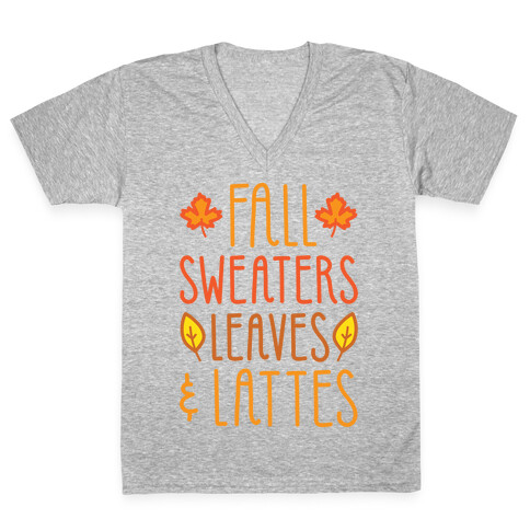 Fall Sweaters Leaves & Lattes V-Neck Tee Shirt