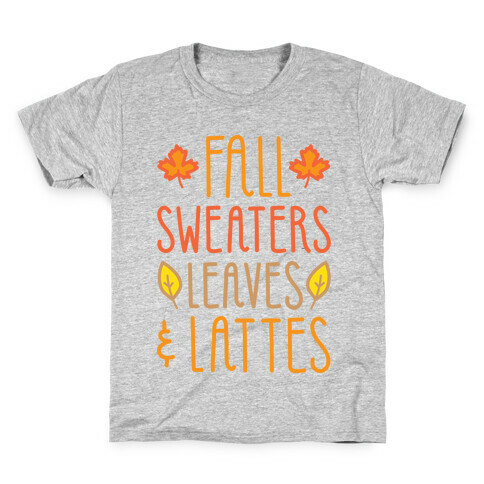 Fall Sweaters Leaves & Lattes (White) Kids T-Shirt